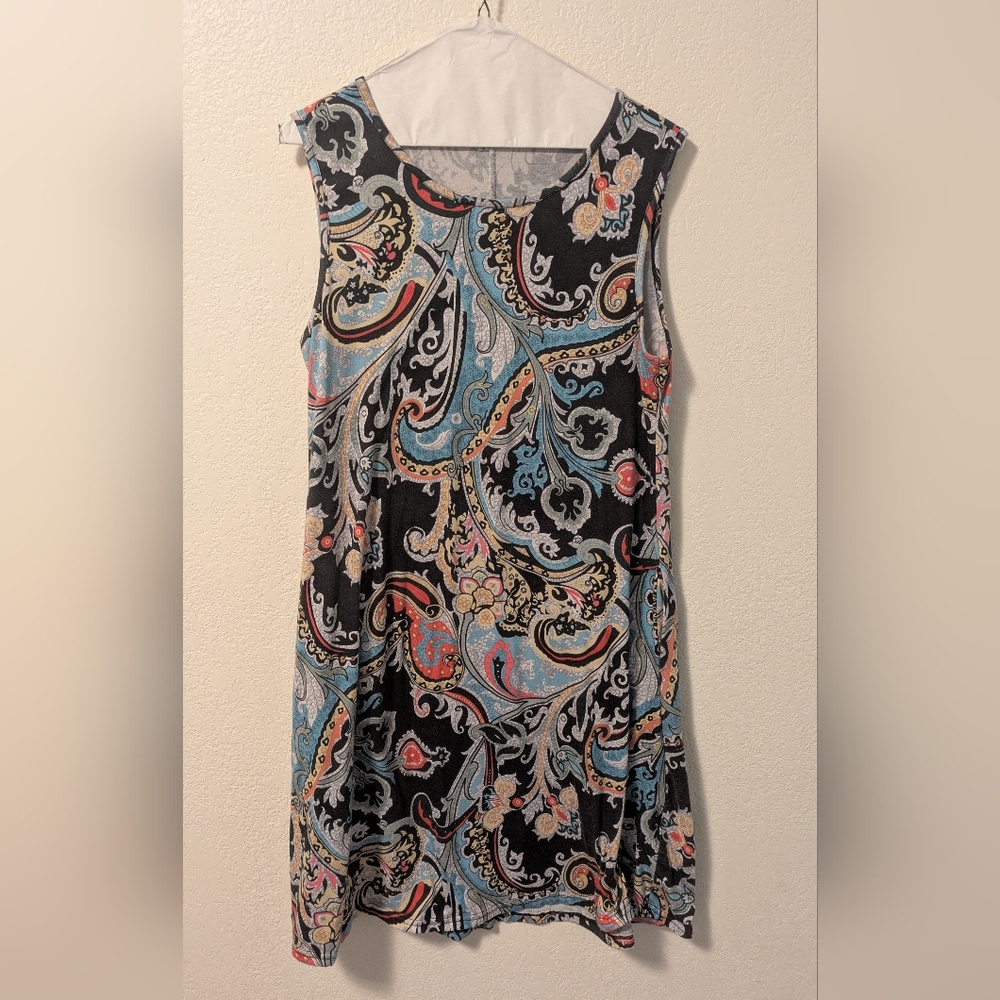 Paisley Sleeveless Dress- Multicolor